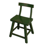 Distressed Grass Green Short Chair Wood Stool with Back cs1231S