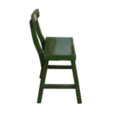 Distressed Grass Green Short Chair Wood Stool with Back cs1231S