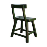 Distressed Grass Green Short Chair Wood Stool with Back cs1231S