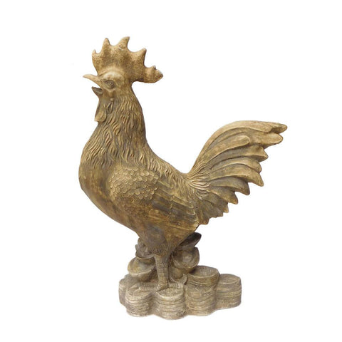 stone Chinese zodiac rooster on money