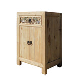 Chinese Rustic Raw Wood Side Table Cabinet cs1317S