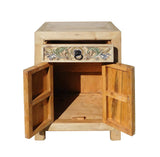 Chinese Rustic Raw Wood Side Table Cabinet cs1317S