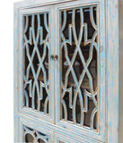 Oriental Shabby Chic Blue Glass China Bookcase Cabinet cs1335S