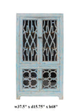 Oriental Shabby Chic Blue Glass China Bookcase Cabinet cs1335S