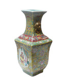 Chinese Yellow Base Canton Famille Porcelain Vase cs133S