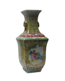 Chinese Yellow Base Canton Famille Porcelain Vase cs133S