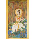 Handpainted Kwan Yin Bodhisattva Watercolor Scroll Painting cs1469S