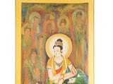 Handpainted Kwan Yin Bodhisattva Watercolor Scroll Painting cs1469S