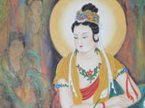Handpainted Kwan Yin Bodhisattva Watercolor Scroll Painting cs1469S
