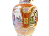 Chinese Red Multi-Color People Scenery Round Porcelain Vase cs1484S