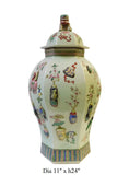 Chinese Light Green Dimensional Color Graphic Hexagon Porcelain Jar cs1486S