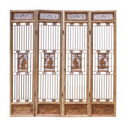 four pieces of Chinese antique partition tall panel