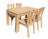 Oriental Light Wood Dining Table 4 Chairs Set cs1555S