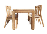 Oriental Light Wood Dining Table 4 Chairs Set cs1555S