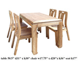 Oriental Light Wood Dining Table 4 Chairs Set cs1555S