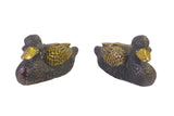 Chinese Pair Brown Bronze Metal Duck Figures cs1607S