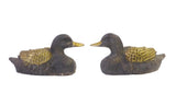 Chinese Pair Brown Bronze Metal Duck Figures cs1607S