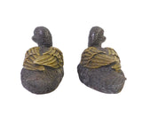 Chinese Pair Brown Bronze Metal Duck Figures cs1607S
