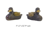 Chinese Pair Brown Bronze Metal Duck Figures cs1607S