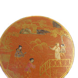 Chinese Brown Lacquer Scenery Painting Round Box