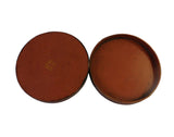 Chinese Brown Lacquer Scenery Painting Round Box 