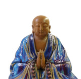 Chinese Ceramic Blue Glaze Sitting Buddha Lohon Amitabha Statue cs1668S