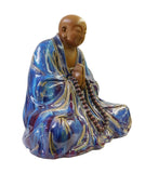 Chinese Ceramic Blue Glaze Sitting Buddha Lohon Amitabha Statue cs1668S