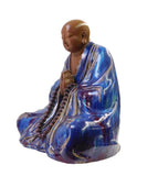 Chinese Ceramic Blue Glaze Sitting Buddha Lohon Amitabha Statue cs1668S