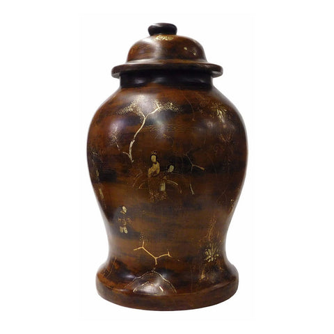 Lacquer jar - Chinese wood art - Wood jar