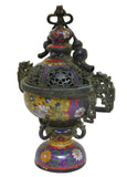 cloisonne - yellow enamal - incense burner