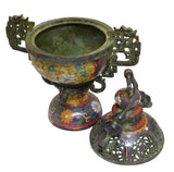 cloisonne - yellow enamal - incense burner