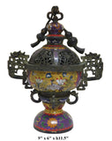 cloisonne - yellow enamal - incense burner