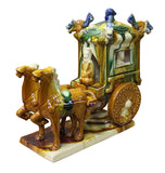Tri-color glaze - Horse cart - Chinese clay figure