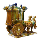 Tri-color glaze - Horse cart - Chinese clay figure
