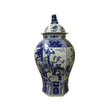 Chinese Blue White Hexagon Porcelain Temple General Jar cs2401S