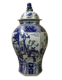 temple jar - blue white - Hexagon Jar
