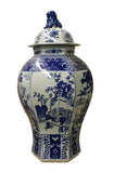 temple jar - blue white - Hexagon Jar
