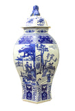 temple jar - blue white - Hexagon Jar
