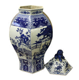 temple jar - blue white - Hexagon Jar
