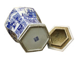 temple jar - blue white - Hexagon Jar