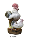 off white rooster - ceramic rooster - rooster family