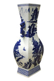 Chinese Blue White Porcelain Oriental Scenery Graphic Vase cs2448S