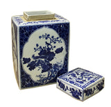 blue white jar - square jar - Porcelain box