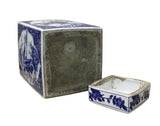 blue white jar - square jar - Porcelain box