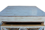 Distressed Cream Off White Floral Carving Side Table Cabinet cs2483S