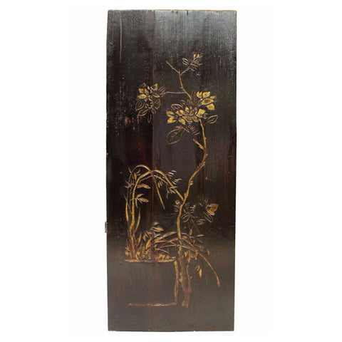Chinese gold painted flower panel