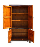 Chinese Distressed Turquoise Brown Large Armoire Wardrobe Cabinet cs2708S