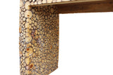 Chinese Distressed Tree Stem Cut Pattern Side Table Desk cs2749S