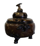 Chinese Fine Bronze Metal Deer Theme Incense Burner Ding Display