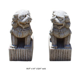 pair stone feng shui foo dog statue